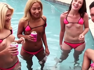 Naughty volleyball teens fucked by the swimmingpool