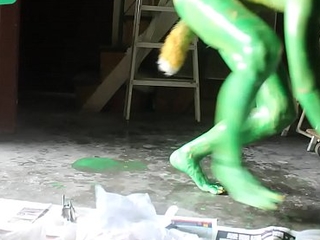 Green Cacodaemon Boy / Body Paint / Nineteen Years Age-old Extreme Fetish Cosplay #1